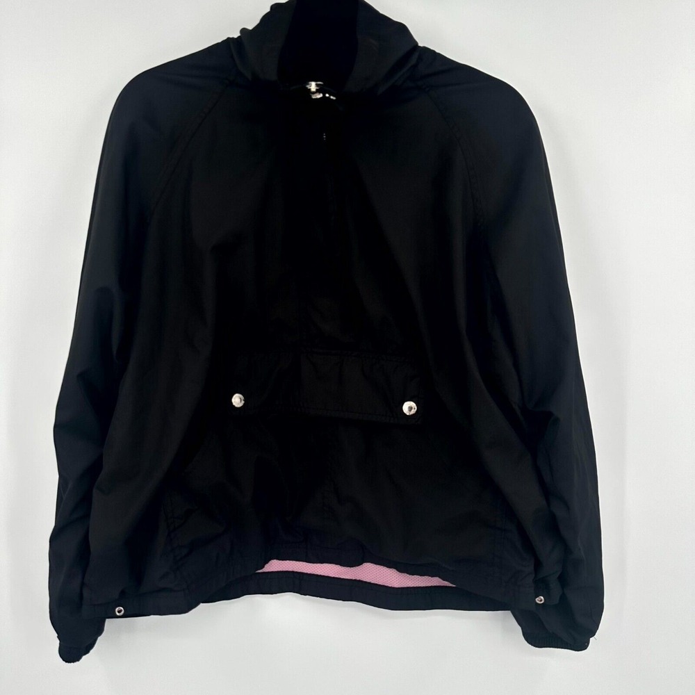 Oleg Cassini Sport Windbreaker Jacket Womens XL Black Under Arms Pockets Regular